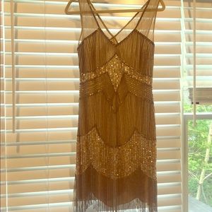 Adriana Papell champagne 1920’s cocktail dress